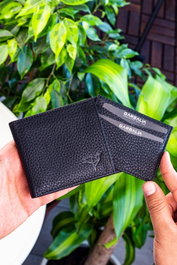 Zoozie Bags Tarjetero de Piel Auténtica con Bloqueo RFID Negro